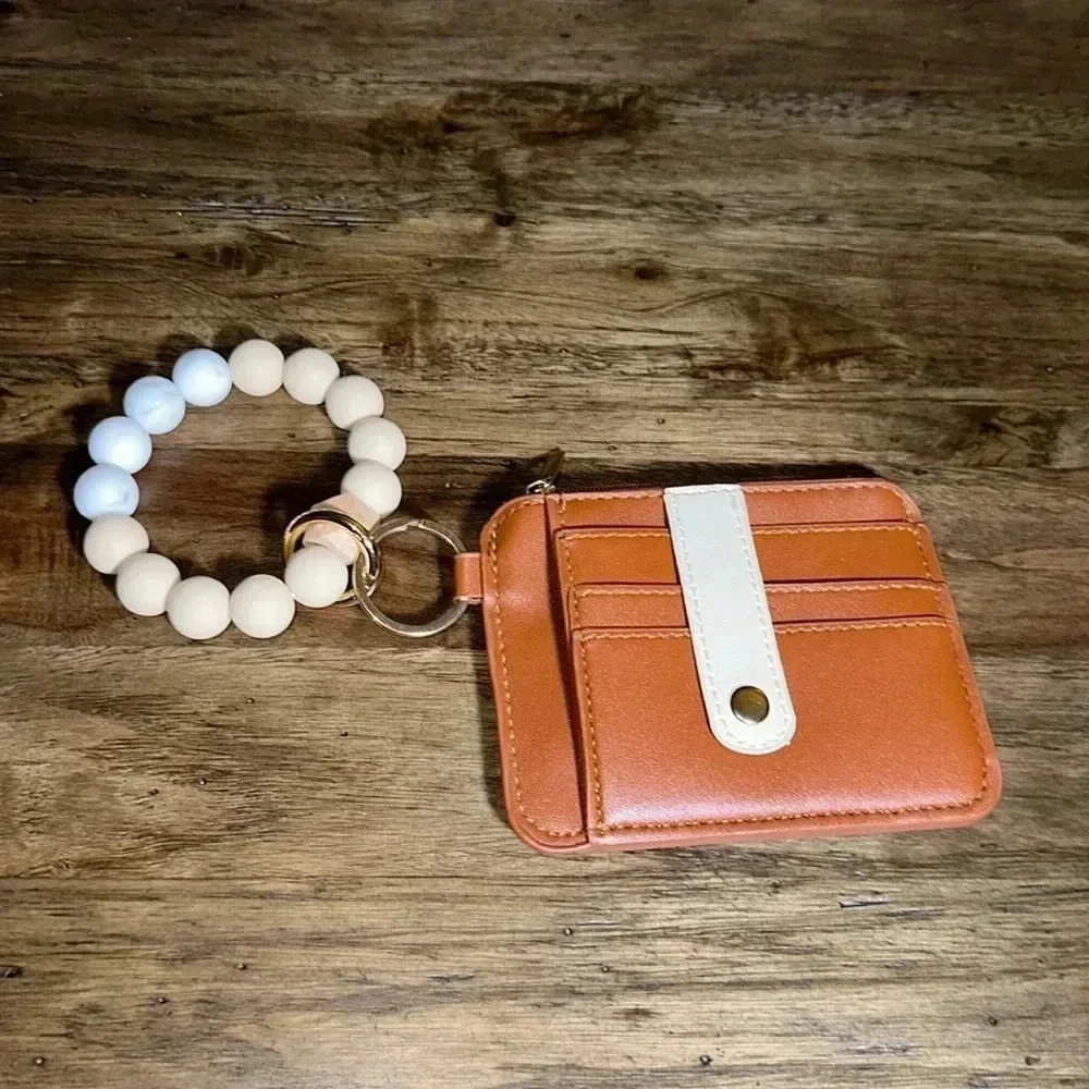 boutique keychain silicone bracelet credit card holder fashion wallet wristlet